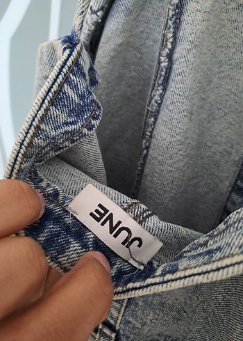 İnce Askılı, Kemerli Midi Denim Elbise - Görsel 3