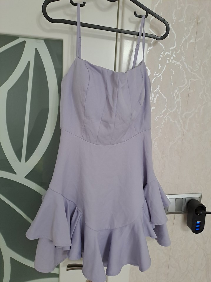 Mor Askılı Mini Elbise - Görsel 2