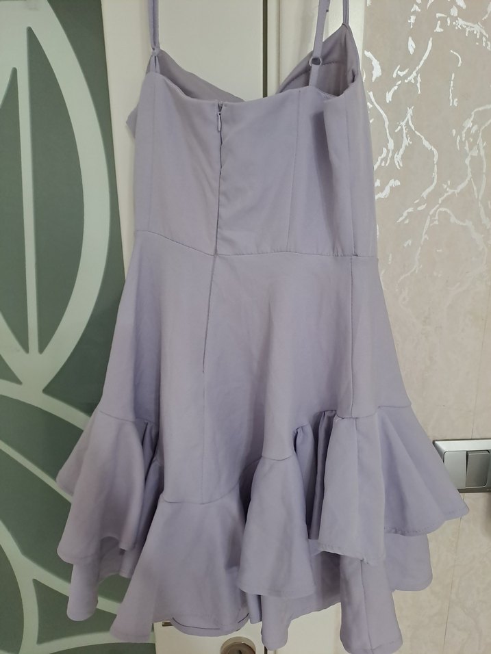 Mor Askılı Mini Elbise - Görsel 4