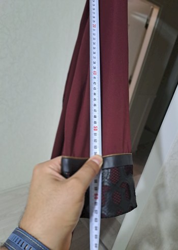 Bordo Kadın Uzun Kollu Düğmeli Elbise - Görsel 6