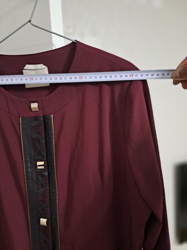 Bordo Kadın Uzun Kollu Düğmeli Elbise - Görsel 4