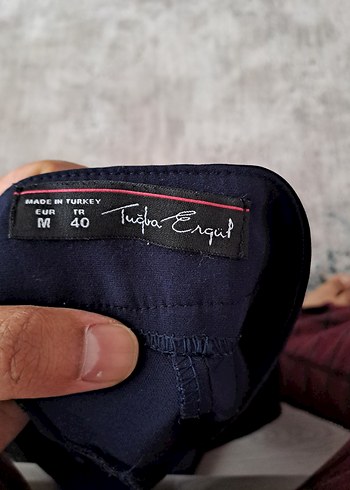 Lacivert Kadın Kumaş Pantolon Midi Boy - Görsel 5