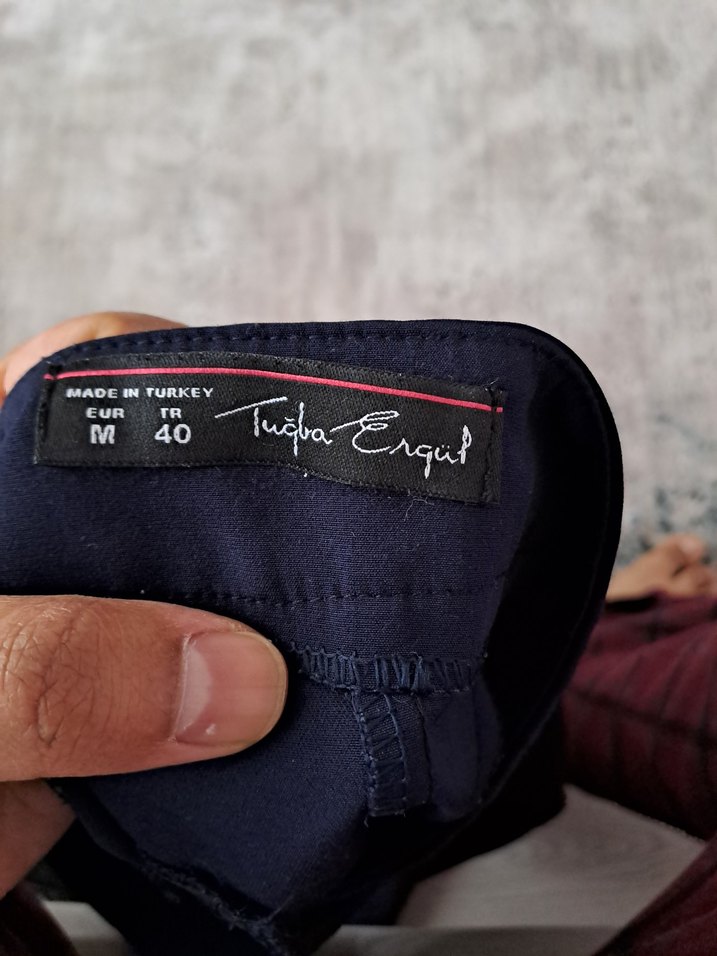 Lacivert Kadın Kumaş Pantolon Midi Boy - Görsel 5