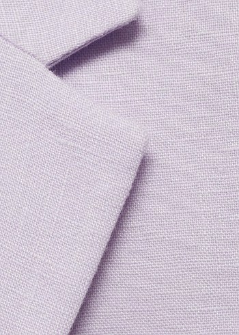 Kadın Mor Keten Düğmeli Blazer Ceket - Görsel 2