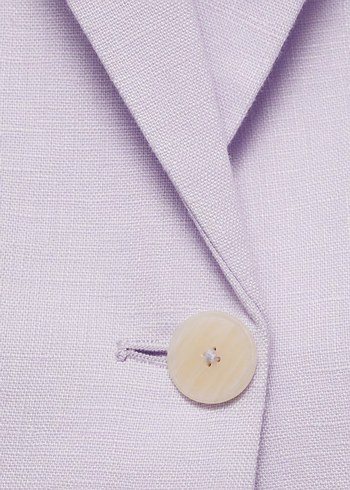 Kadın Mor Keten Düğmeli Blazer Ceket - Görsel 5