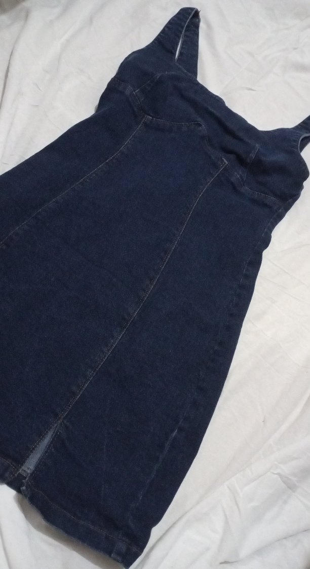 Lacivert Denim Midi Elbise - Görsel 2