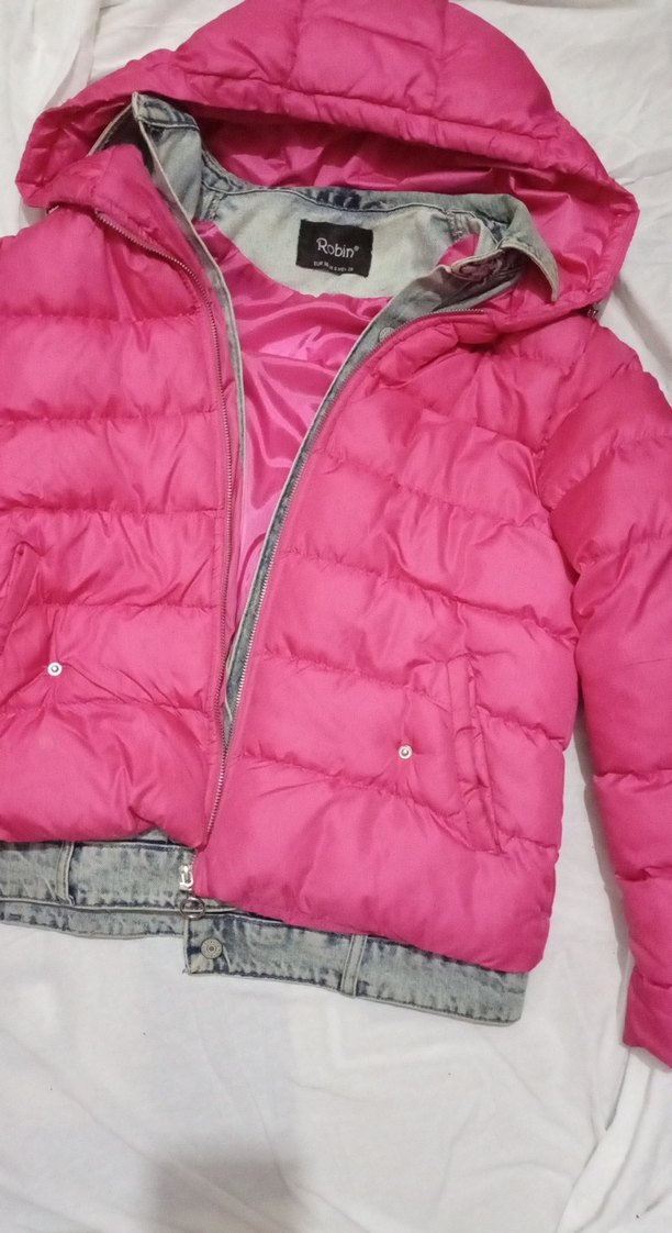 Pembe Denim Kadın Kışlık Fermuarlı Mont - Görsel 2