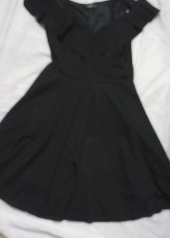 Siyah V Yaka Drapeli Midi Kadın Elbise - Görsel 3