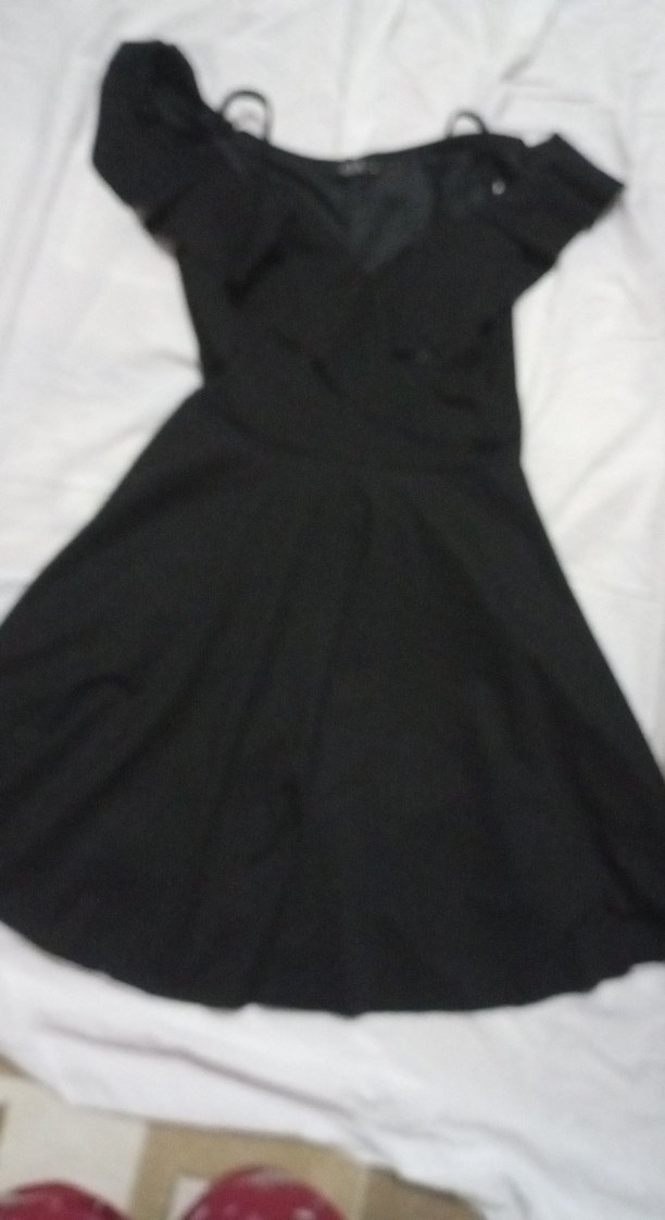 Siyah V Yaka Drapeli Midi Kadın Elbise - Görsel 3