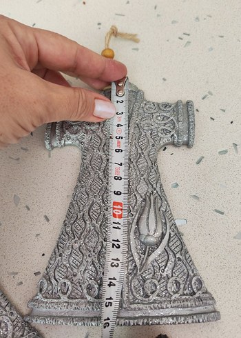 Beden gri Renk Gri Simli Osmanlı Desenli Kaftan Duvar Süsü