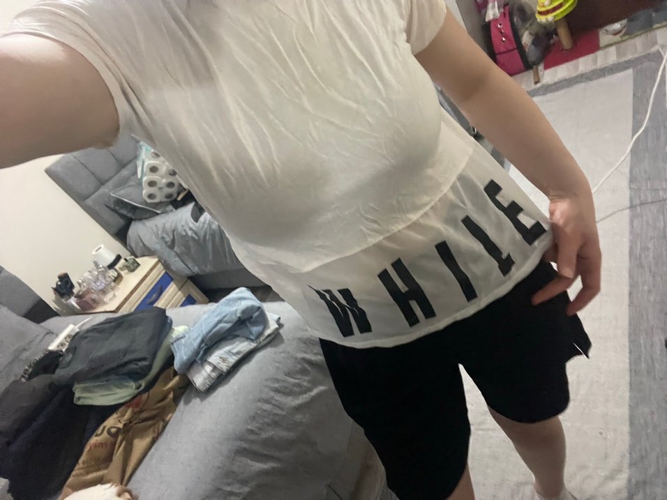 Beyaz Baskılı Kadın Midi tişört - Görsel 2