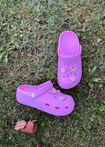 Pembe Nakışlı Platform Topuk Terlik - Görsel 5