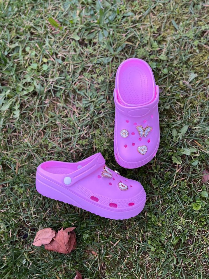 Pembe Nakışlı Platform Topuk Terlik - Görsel 5