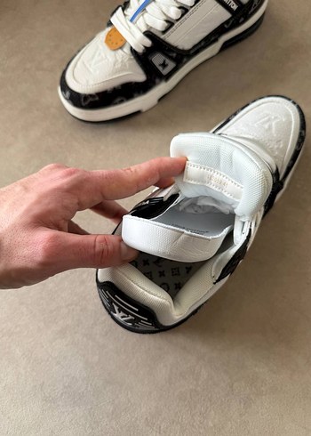 Erkek Beyaz Siyah Desenli Cırt Cırtlı Spor Ayakkabı - Görsel 3