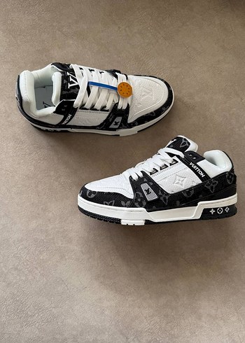 Erkek Beyaz Siyah Desenli Cırt Cırtlı Spor Ayakkabı - Görsel 4