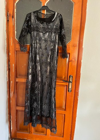 Diğer Dantelli Siyah Uzun Kollu Gotik Elbise