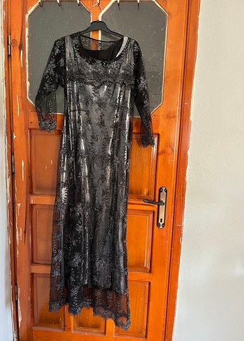 Dantelli Siyah Uzun Kollu Gotik Elbise