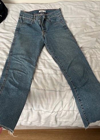 36 Beden mavi Renk Mavi Denim Midi Boy Kadın Jean