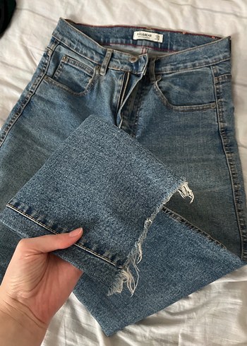 36 Beden Mavi Denim Midi Boy Kadın Jean
