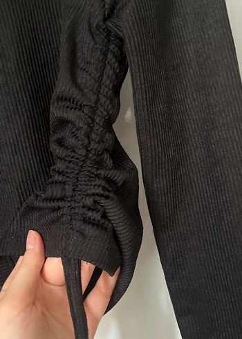 m Beden siyah Renk Düz Siyah Uzun Kollu Kadın Bluz