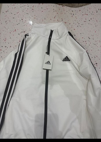 Adidas Beyaz Fermuarlı Spor Ceket - Görsel 2