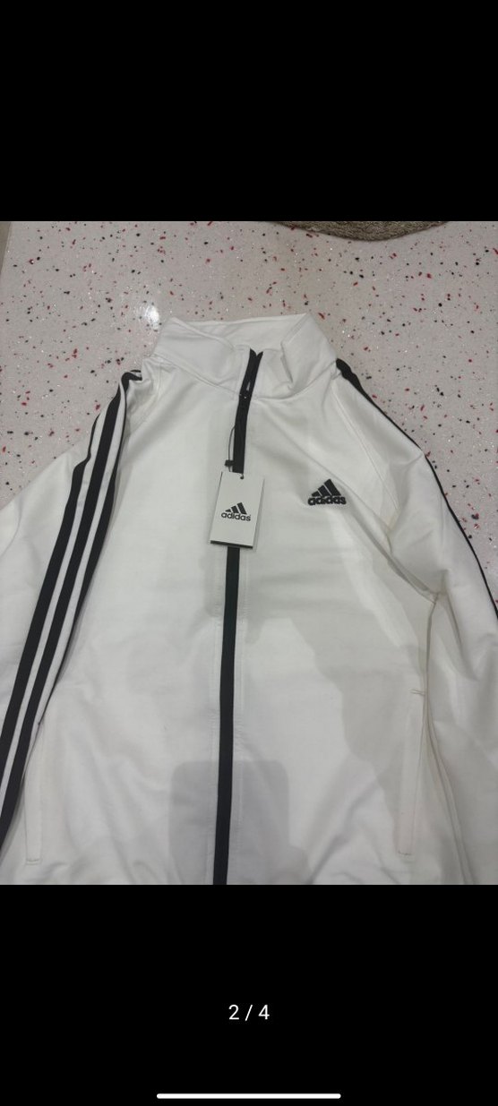Adidas Beyaz Fermuarlı Spor Ceket - Görsel 2