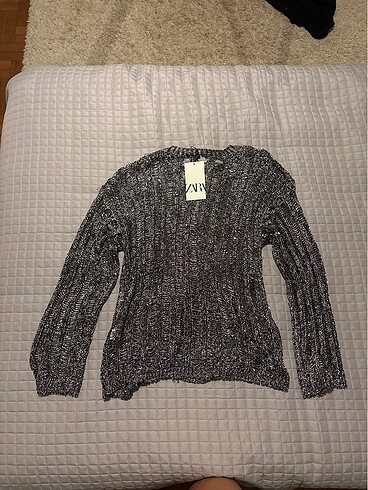 Zara metalik örgü kazak - Görsel 6