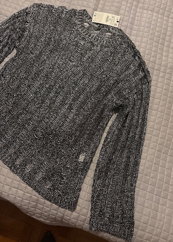 Zara metalik örgü kazak - Görsel 3