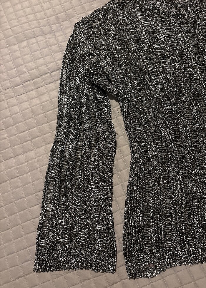 Zara metalik örgü kazak - Görsel 4