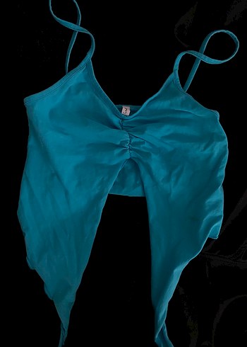 Turkuaz Drapeli Kadın Crop Top