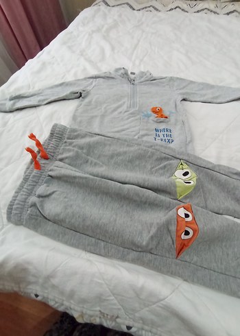 Gri Erkek Çocuk Uzun Kollu Fermuarlı Pijama