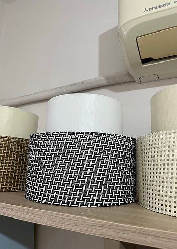 Beyaz Hasır Desenli Abajur Başlığı/Avize - Görsel 2