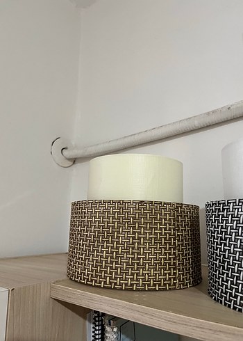 Beyaz Hasır Desenli Abajur Başlığı/Avize - Görsel 3