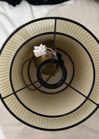 Beyaz Hasır Desenli Abajur Başlığı/Avize - Görsel 5