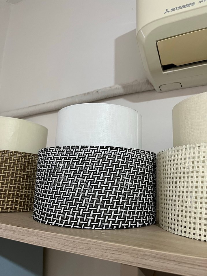 Beyaz Hasır Desenli Abajur Başlığı/Avize - Görsel 2