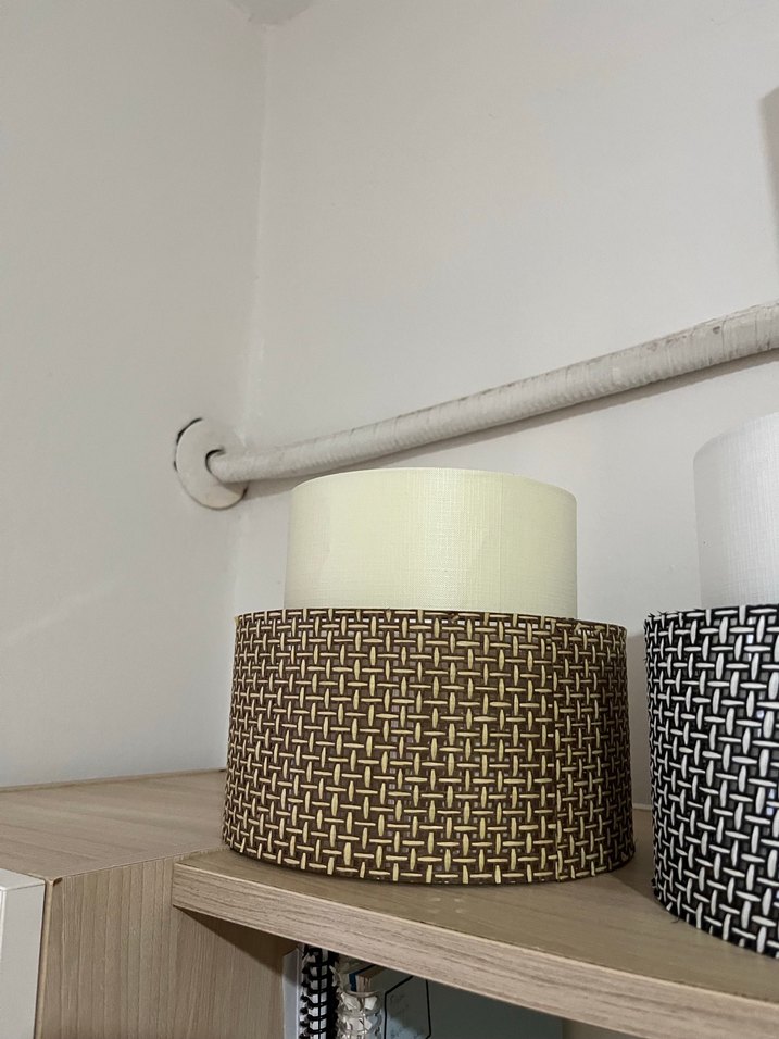 Beyaz Hasır Desenli Abajur Başlığı/Avize - Görsel 3