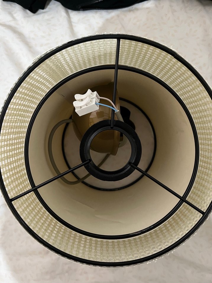 Beyaz Hasır Desenli Abajur Başlığı/Avize - Görsel 5