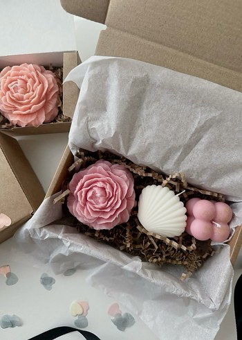 Pastel Pembe Dekoratif Mum Seti