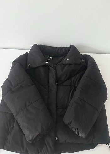 Düğmeli Siyah Kadın Kışlık Mont