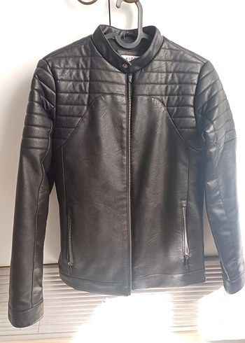 Siyah Deri Biker Ceket