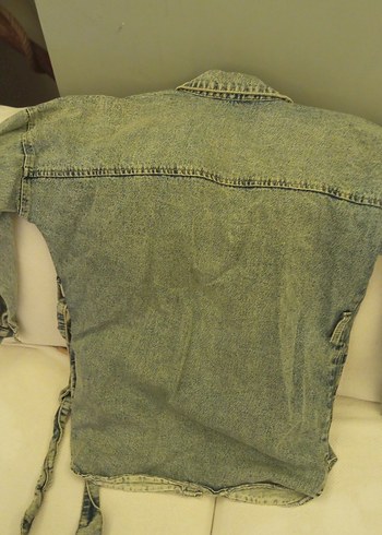 36 Beden Kadın Gri Düğmeli Midi Denim Ceket kot