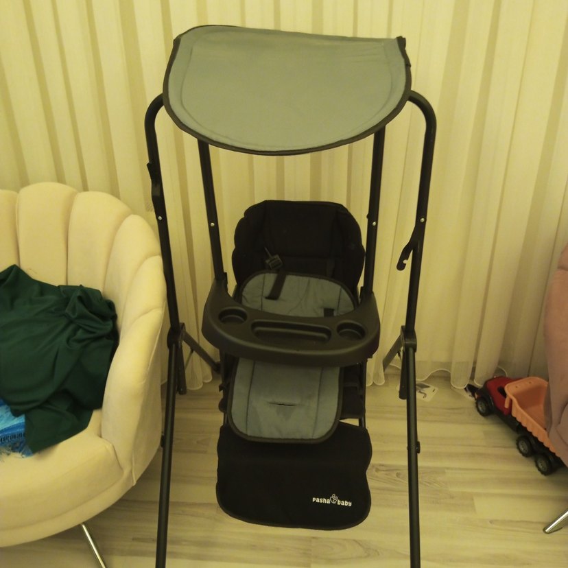 Gri siyah salanilan mama sandalyesi salıncak - Görsel 2