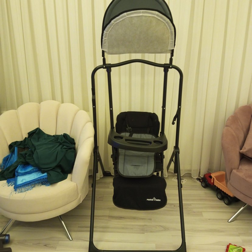 Gri siyah salanilan mama sandalyesi salıncak - Görsel 3