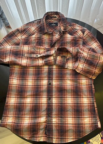 Erkek Kahverengi Kareli Uzun Kollu Gömlek orijinal - Görsel 2