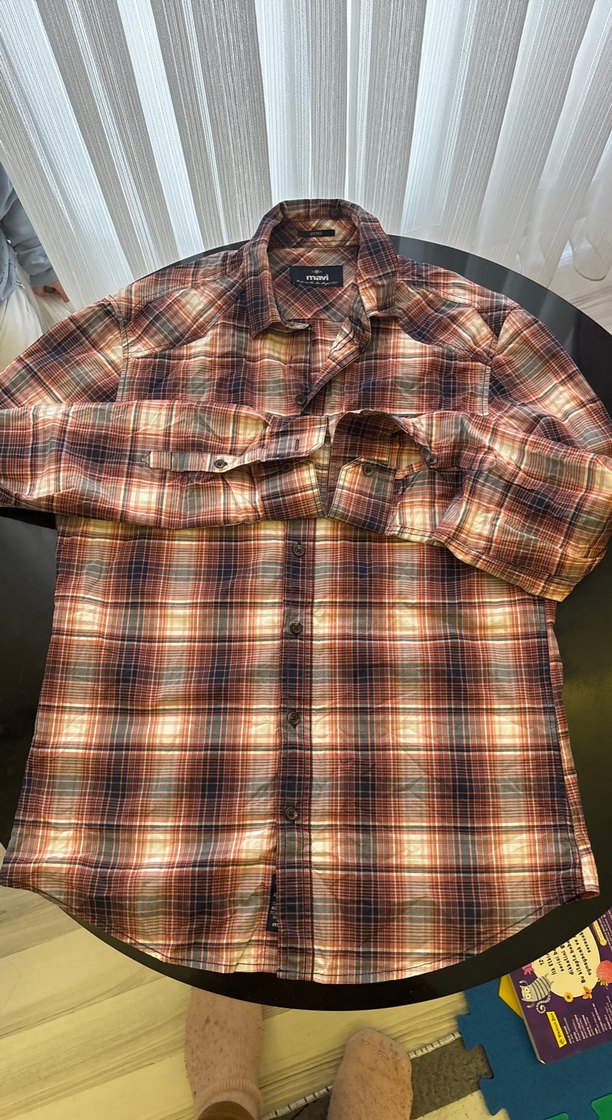 Erkek Kahverengi Kareli Uzun Kollu Gömlek orijinal - Görsel 2