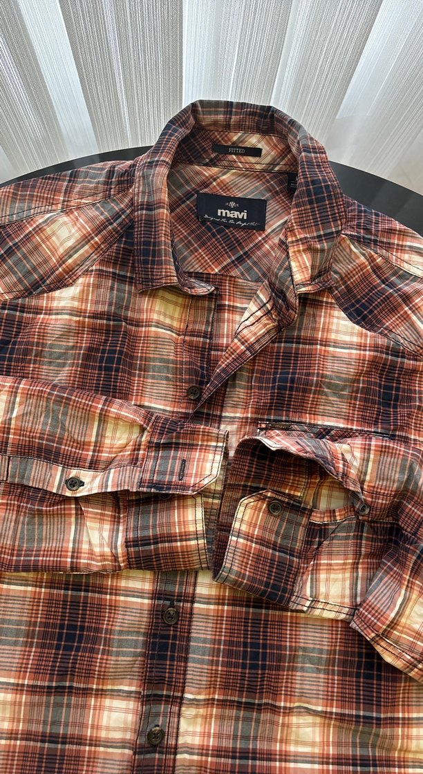 Erkek Kahverengi Kareli Uzun Kollu Gömlek orijinal - Görsel 3