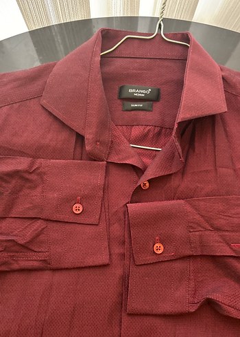 Bordo Düğmeli Erkek Gömlek - Görsel 2