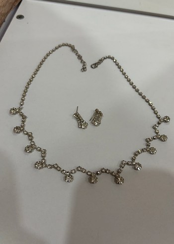 Beyaz Parlak Taşlı Kadın Takı Seti Çelik kararmaz - Görsel 3