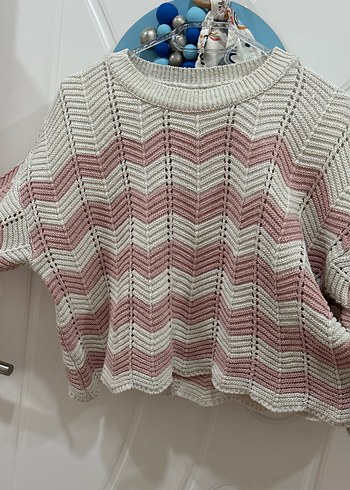 Pembe Beyaz Örgü Kadın Kazak - Görsel 2