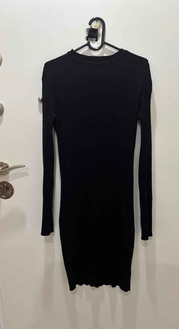Uzun Kollu Siyah Triko Kadın Elbise - Görsel 2